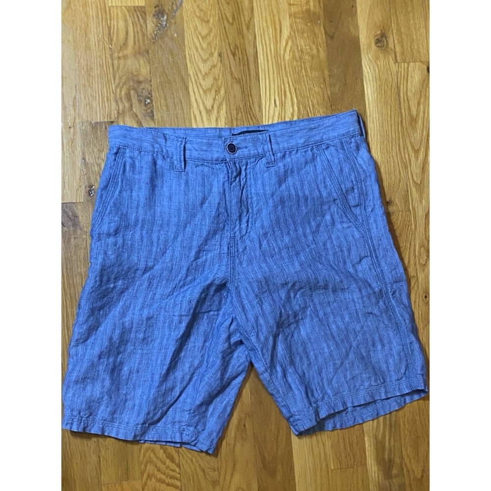 John Varvatos USA Shorts Mens 30 Blue 100% Linen Coastal Beach Resort Luxury